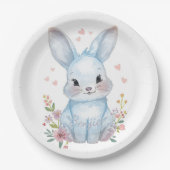 Forest Animal Baby Shower Decor Blue Bunny Pappteller (Vorderseite)