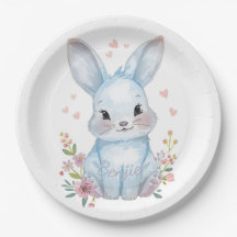 Forest Animal Baby Shower Decor Blue Bunny