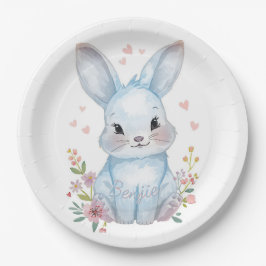 Forest Animal Baby Shower Decor Blue Bunny Pappteller