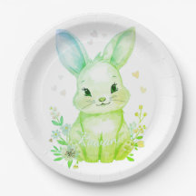 Forest Animal Baby Shower Decor Green Bunny