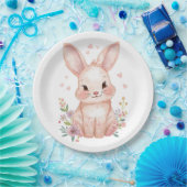 Forest Animal Baby Shower Decor Pink Bunny Pappteller (Party)