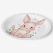 Forest Animal Baby Shower Decor Pink Bunny Pappteller (Schrägansicht)