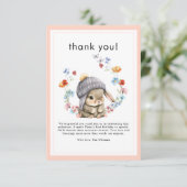 Forest Animal Bunny Botanical 1st Birthday Dankeskarte (Stehend Vorderseite)