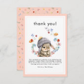 Forest Animal Bunny Botanical 1st Birthday Dankeskarte (Vorne/Hinten)