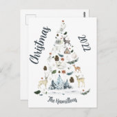 Forest Animal Christmas Tree Postcard Postkarte (Vorne/Hinten)