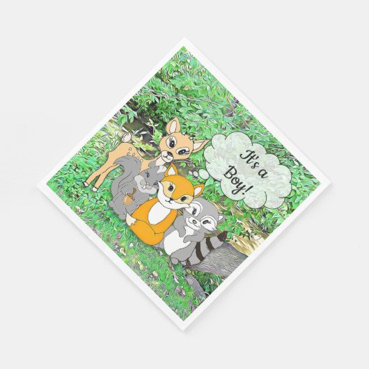 Forest Animal dachte, es sei eine Baby-Dusche Serviette (Ecke)