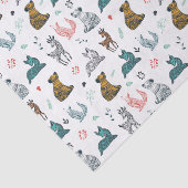 Forest Animal Doodle Muster | weiß Seidenpapier (Ausschnitt)