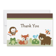 Forest Animal Friends Baby Dusche Danke Karte