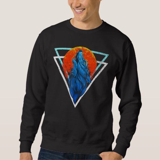 Forest Animal Red Moon Predator Howling Wolf Sweatshirt (Vorderseite)