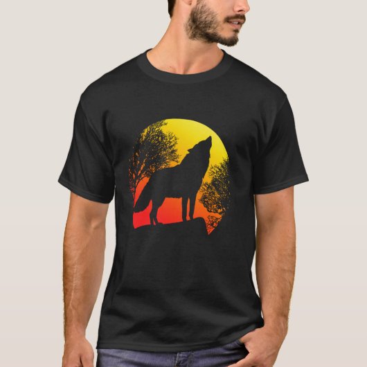 Forest Animal Sunset Wolf 1 T-Shirt (Vorderseite)