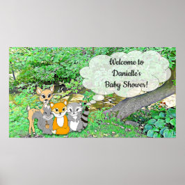 Forest Animal Themed Welcome Baby Duster Poster