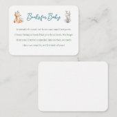 Forest Animal Woodland Baby Shower Book Request Begleitkarte (Vorne/Hinten)