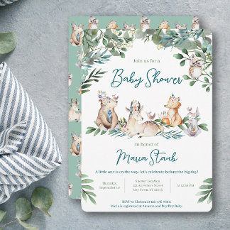 Forest Animal Woodland Baby Shower Invitation Einladung