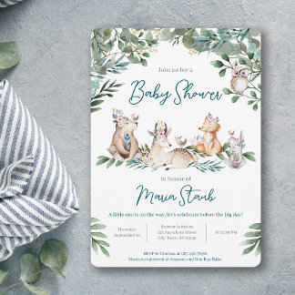 Forest Animal Woodland Baby Shower Invitation Einladung