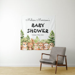 Forest Animals Baby Boy Shooting Party Fotoshot Wandteppich