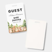 Forest Animals Baby Boy Shower Guest Ausweis (Vorder- & Rückseite)