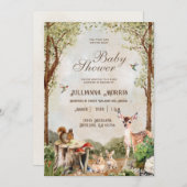 Forest Animals Baby Dusche lädt Junge oder Mädchen Einladung (Vorne/Hinten)