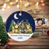 Forest Animals Baby First Christmas Blue - FOTO Keramik Ornament