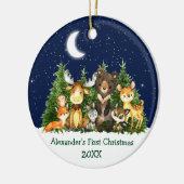Forest Animals Baby First Christmas - FOTO BACK Keramik Ornament (Links)