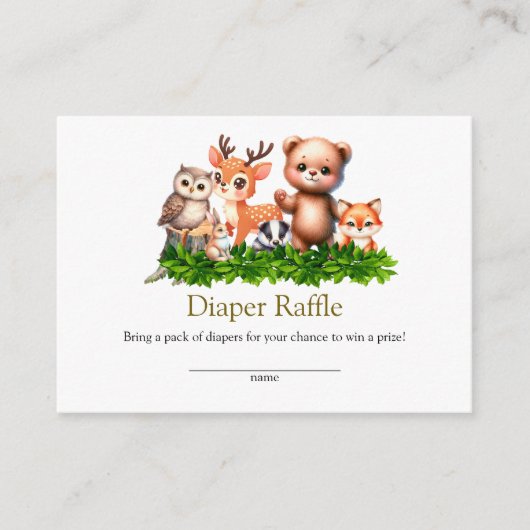 Forest Animals Baby Shower Diaper Raffelkarten Begleitkarte (Vorderseite)
