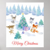 Forest Animals Dancing Around Christmas Tree Poster (Vorne)
