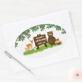 Forest Animals Rustic Woodland Kid's Birthday Ovaler Aufkleber (Umschlag)