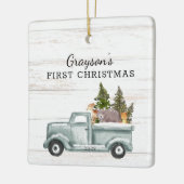 Forest Animals Truck Foto Baby's First Christmas Keramikornament (Links)
