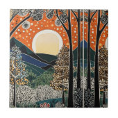 Forest Art Nouveau Tile Fliese (Vorderseite)