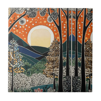 Forest Art Nouveau Tile Fliese