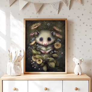 Forest Baby Possum Sonnenblume Possum Wall Print Poster
