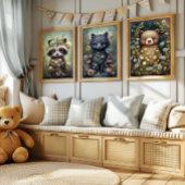 Forest Baby Raccoon Blume | Raccoon Wall Print Poster