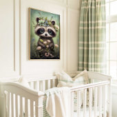 Forest Baby Raccoon Blume | Raccoon Wall Print Poster