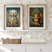 Forest Baby Squirrel Blume | Eichhörnchenwand Poster