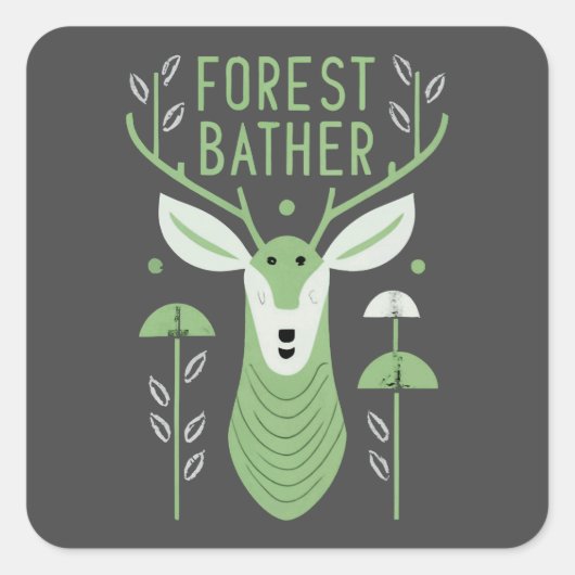 Forest Bather Deer Quadratischer Aufkleber (Vorderseite)