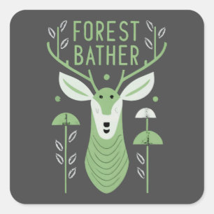 Forest Bather Deer Quadratischer Aufkleber