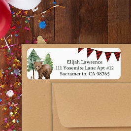 "Forest Bear One Happy Camper Return Address Label