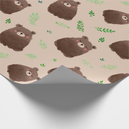 Forest Bear Spring Gift Wrap Geschenkpapier (Ecke)