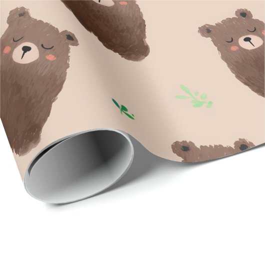 Forest Bear Spring Gift Wrap Geschenkpapier (Rolleneckpunkt)