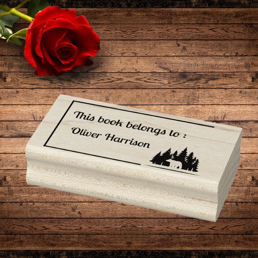 Forest Bear 'This Book Belongs To' Custom Stamp Gummistempel