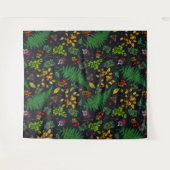 Forest berries, leaves and bugs on graphite black wandteppich (Vorderseite (Horizontal))