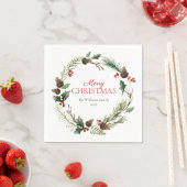 Forest Berry Pinecone Wreath Frohe Weihnachten Serviette (Beispiel)