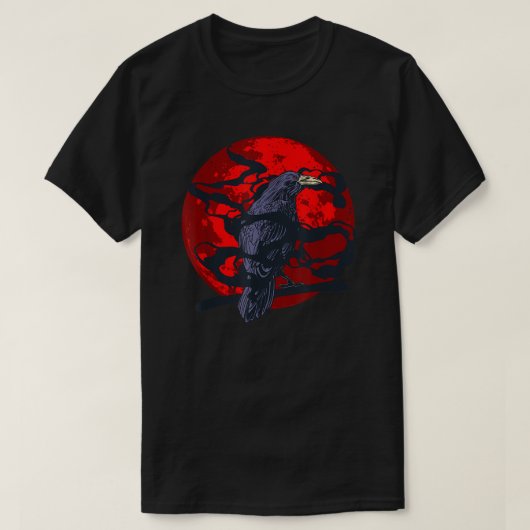 Forest Bird Creepy Night Raven Gothic Animal Red M T-Shirt (Design vorne)