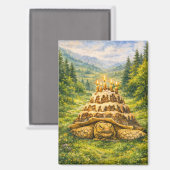 Forest Birthday Cake Sulcata Tortoise Watercolor Magnet (Vorderseite/Rückseite)