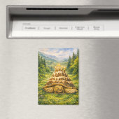 Forest Birthday Cake Sulcata Tortoise Watercolor Magnet (In Situ (Geschirrspüler))