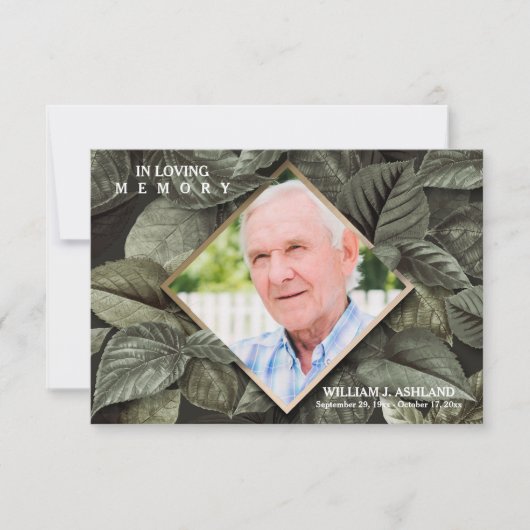 Forest Blätter Frame Beileid Foto Danke Karte (Vorderseite)