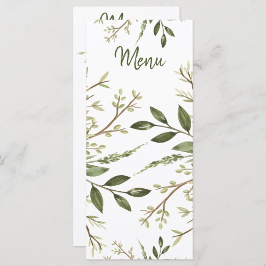 Forest Blätter Greenerity Wedding Menükarte (Vorne/Hinten)