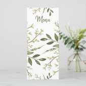 Forest Blätter Greenerity Wedding Menükarte (Stehend Vorderseite)
