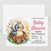 Forest Boho Girly Bird Baby Dusche Einladung (Vorne/Hinten)