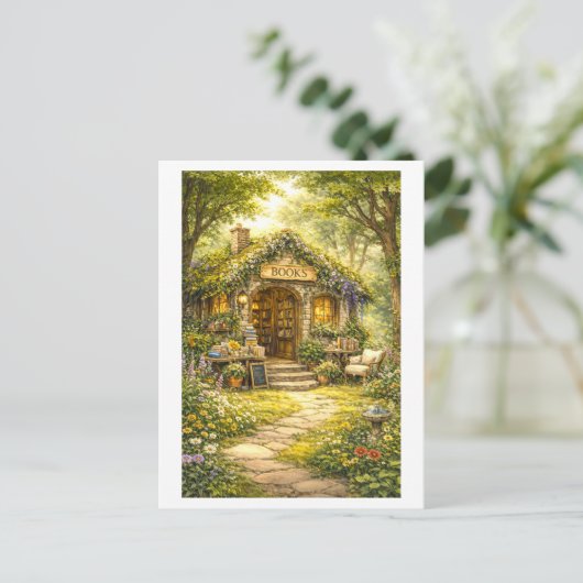 Forest Bookstore Postkarte (Stehend Vorderseite)