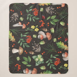 Forest Bounty: Aquarellfarben-Pilzmuster Sherpadecke